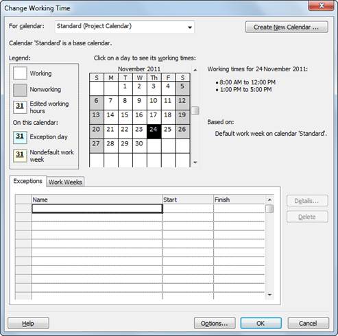 Change Working Time Dialog